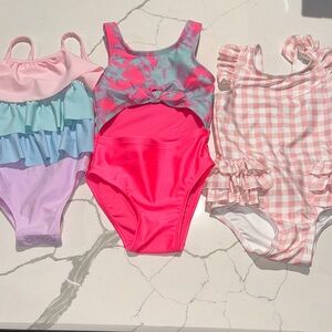 Three Toddler Baby Girls Swim Bathing Suits One Piece 18M